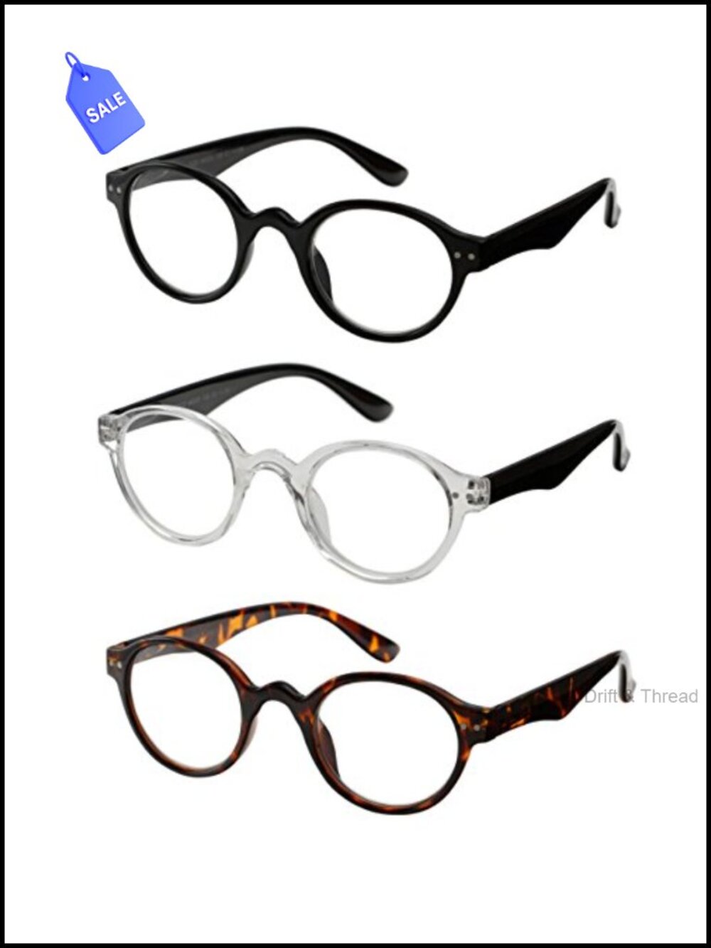 Reading Glasses 3 Pack Spring Hinge Professor Readers